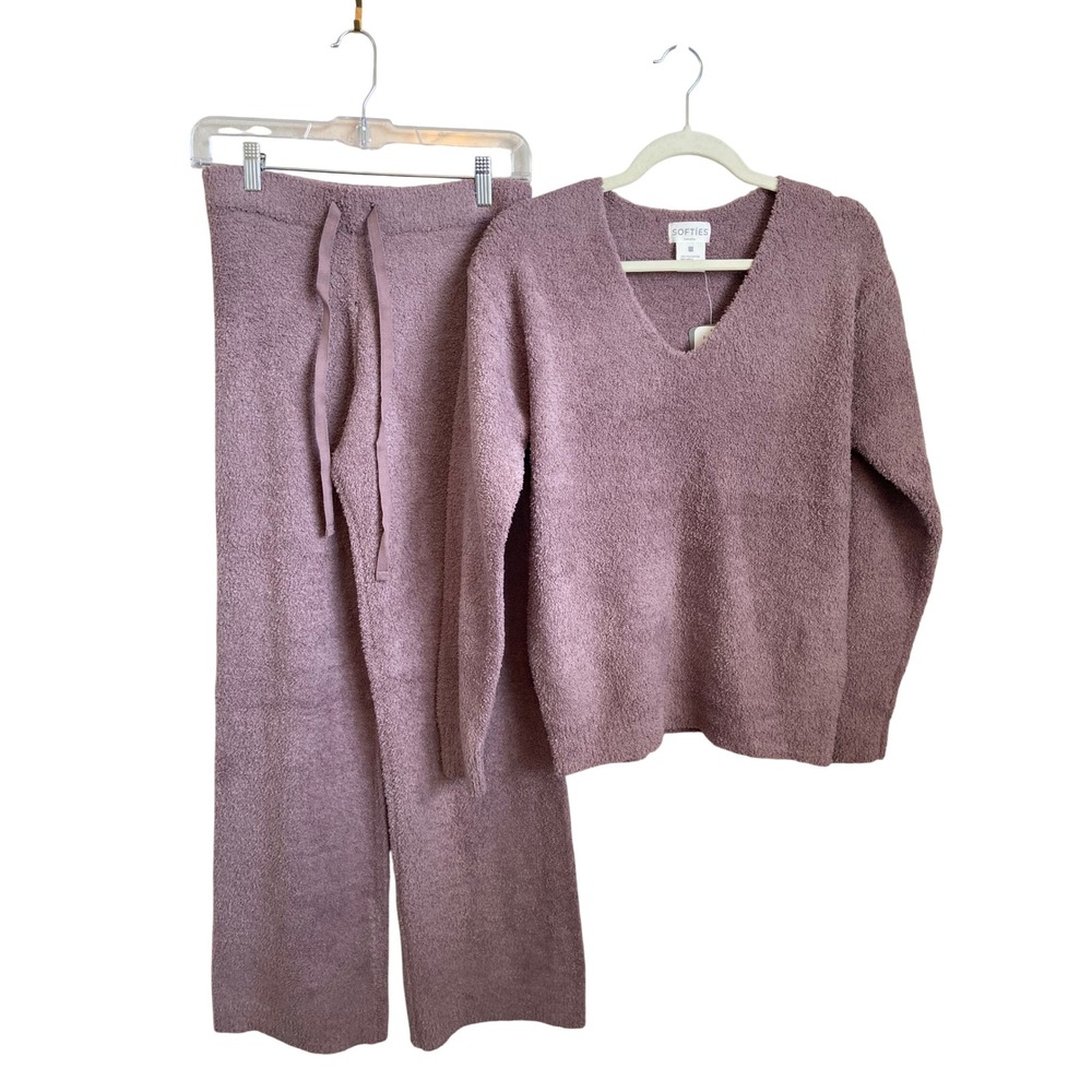 Softies Marshmallow V-Neck Lounge Set Driftwood Purple 2-Piece XS 6800-2 NEW